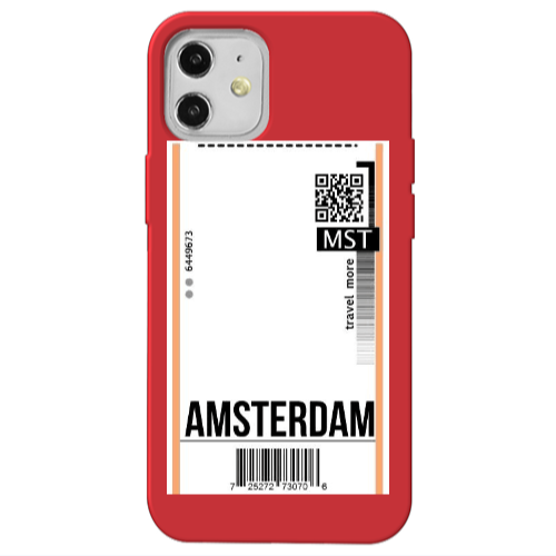 Apple iPhone 12 Amsterdam Travel More Red Colored Silicone TPU Θήκη