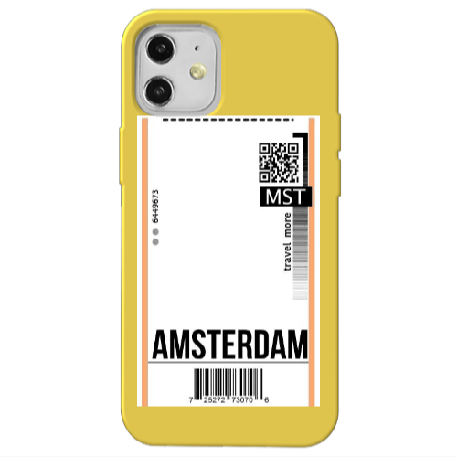 Apple iPhone 12 Amsterdam Travel More Yellow Colored Silicone TPU Θήκη