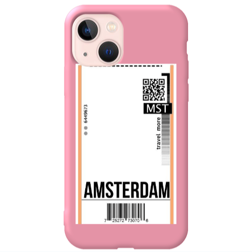 Apple iPhone 13 Amsterdam Travel More Pink Colored Silicone TPU Θήκη