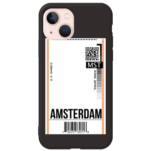 Apple iPhone 13 Amsterdam Travel More Black Colored Silicone TPU Θήκη
