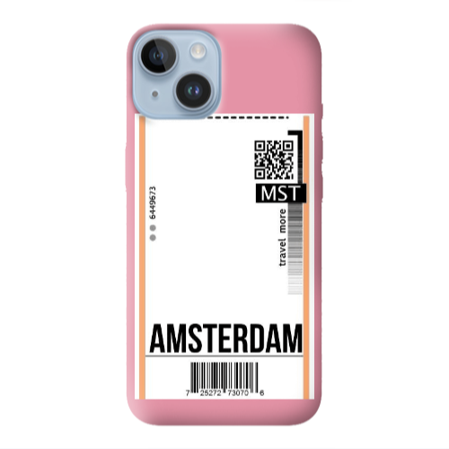 Apple iPhone 14 Plus Amsterdam Travel More Pink Colored Silicone TPU Θήκη