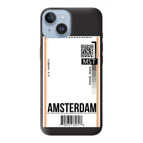 Apple iPhone 14 Plus Amsterdam Travel More Black Colored Silicone TPU Θήκη