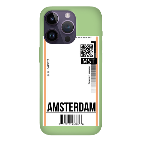 Apple iPhone 14 Pro Max Amsterdam Travel More Light Green Colored Silicone TPU Θήκη