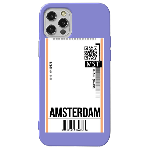 Apple iPhone 12 Pro Amsterdam Travel More Purple Colored Silicone TPU Θήκη