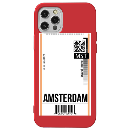 Apple iPhone 12 Pro Amsterdam Travel More Red Colored Silicone TPU Θήκη