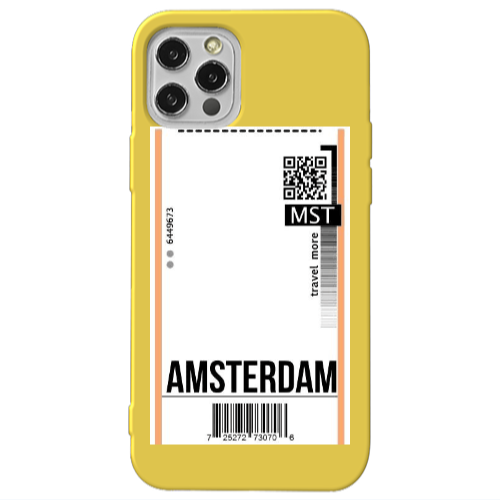 Apple iPhone 12 Pro Amsterdam Travel More Yellow Colored Silicone TPU Θήκη
