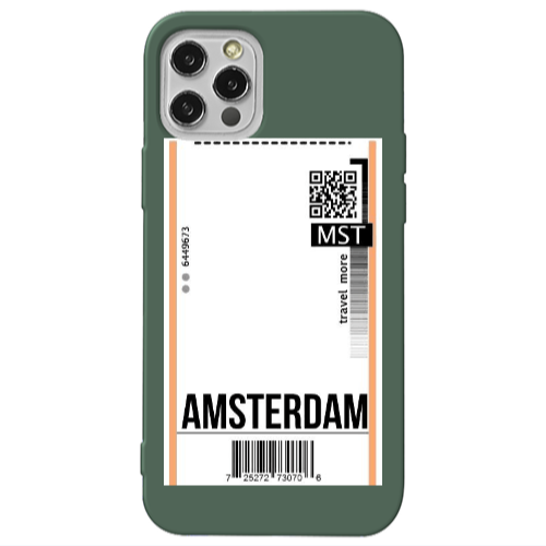 Apple iPhone 12 Pro Amsterdam Travel More Dark Green Colored Silicone TPU Θήκη