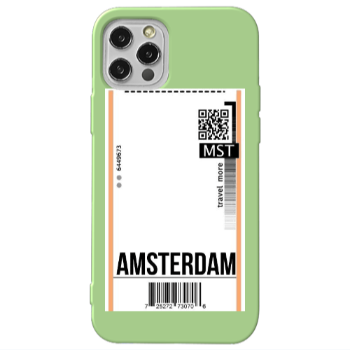 Apple iPhone 12 Pro Amsterdam Travel More Light Green Colored Silicone TPU Θήκη