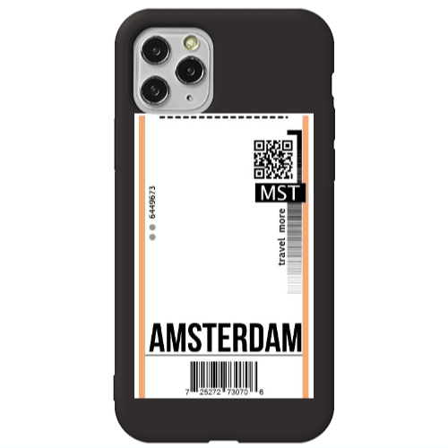 Apple iPhone 11 Pro Max Amsterdam Travel More Black Colored Silicone TPU Θήκη