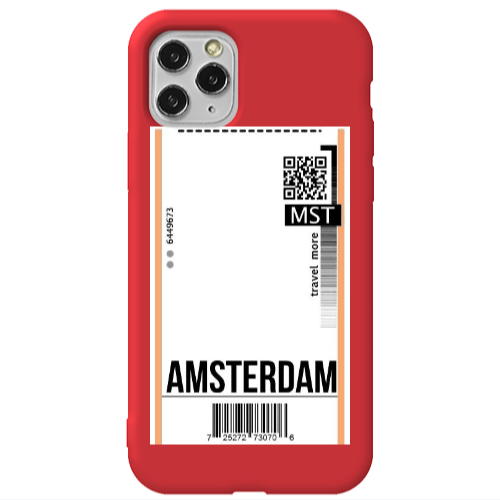 Apple iPhone 11 Pro Max Amsterdam Travel More Red Colored Silicone TPU Θήκη