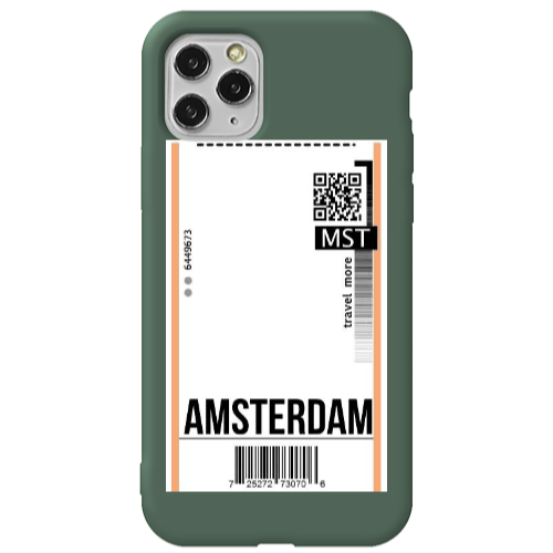 Apple iPhone 11 Pro Max Amsterdam Travel More Dark Green Colored Silicone TPU Θήκη