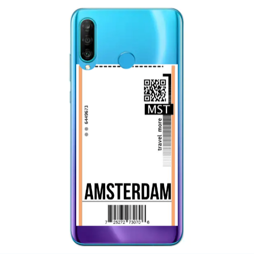 Huawei P30 Lite Amsterdam Travel More Transparent Silicone TPU Θήκη