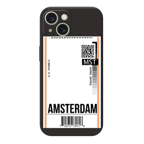 Apple iPhone 15 Amsterdam Travel More Black Colored Silicone TPU Θήκη