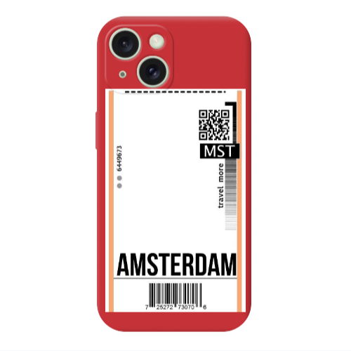 Apple iPhone 15 Amsterdam Travel More Red Colored Silicone TPU Θήκη