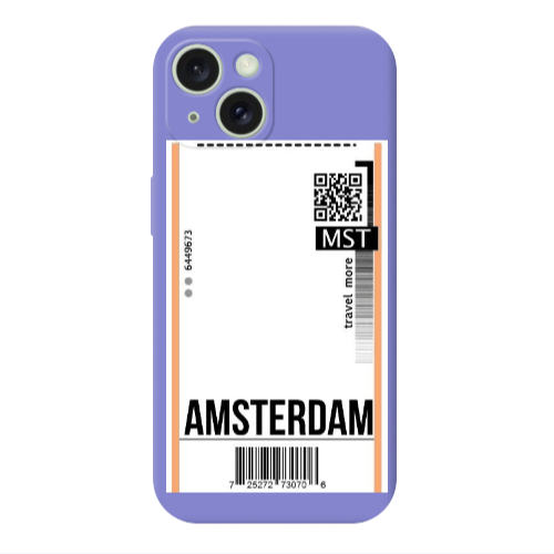 Apple iPhone 15 Plus Amsterdam Travel More Purple Colored Silicone TPU Θήκη