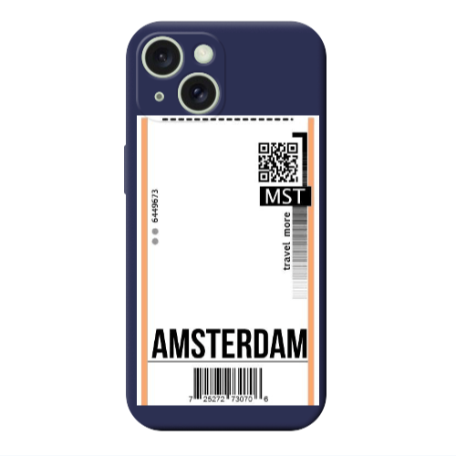 Apple iPhone 15 Plus Amsterdam Travel More Dark blue Colored Silicone TPU Θήκη