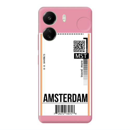 Xiaomi Redmi 13C Amsterdam Travel More Pink Colored Silicone TPU Θήκη