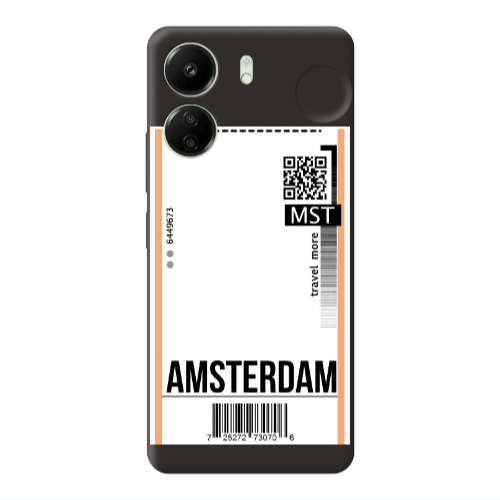 Xiaomi Redmi 13C Amsterdam Travel More Black Colored Silicone TPU Θήκη