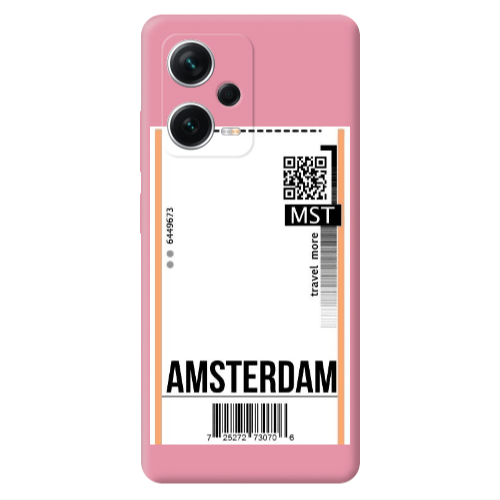 Xiaomi Poco X5 Amsterdam Travel More Pink Colored Silicone TPU Θήκη