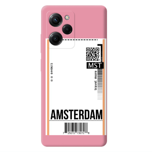 Xiaomi Poco X5 Pro Amsterdam Travel More Pink Colored Silicone TPU Θήκη