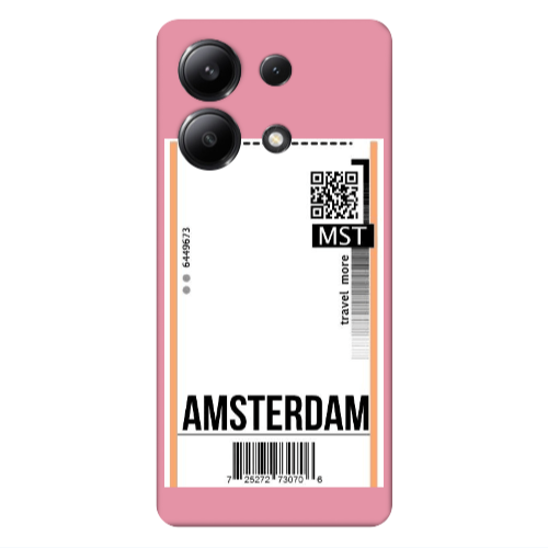 Xiaomi Redmi Note 13 4G Amsterdam Travel More Pink Colored Silicone TPU Θήκη