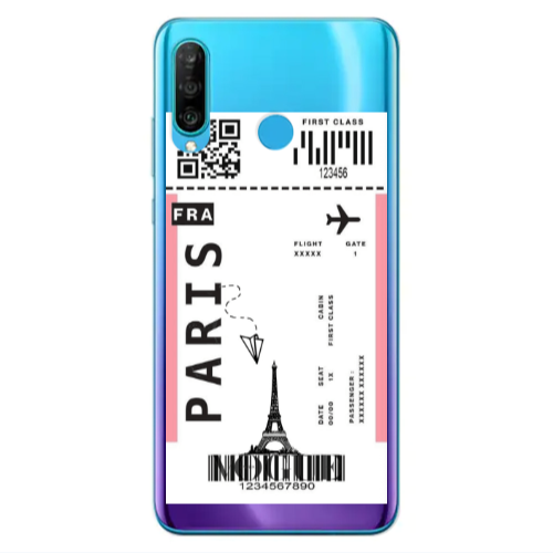 Huawei P30 Lite Paris FRA Transparent Silicone TPU Θήκη