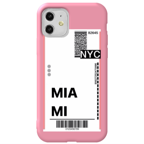 Apple iPhone 11  Miami NYC Pink Colored Silicone TPU Θήκη