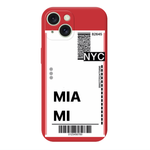 Apple iPhone 15 Miami NYC Red Colored Silicone TPU Θήκη