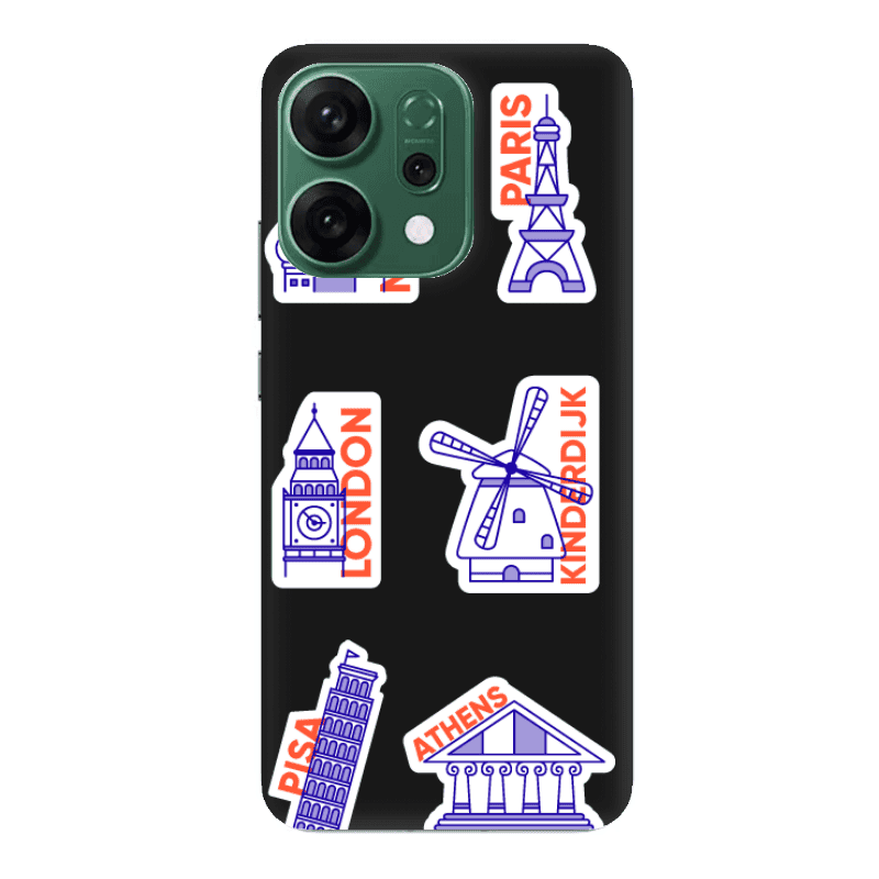 Oppo RENO 14 Pisa Athens Black Colored Silicone TPU Θήκη