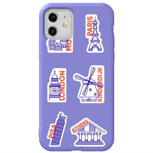 Apple iPhone 11  Pisa Athens Purple Colored Silicone TPU Θήκη