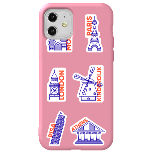 Apple iPhone 11  Pisa Athens Pink Colored Silicone TPU Θήκη