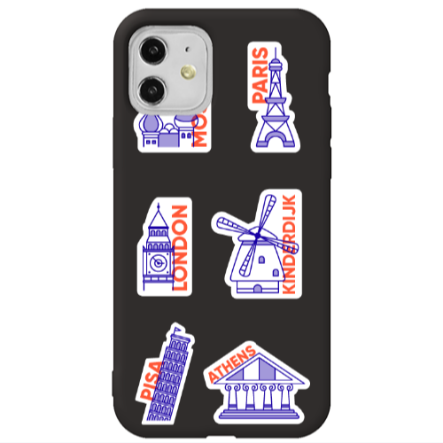 Apple iPhone 11  Pisa Athens Black Colored Silicone TPU Θήκη