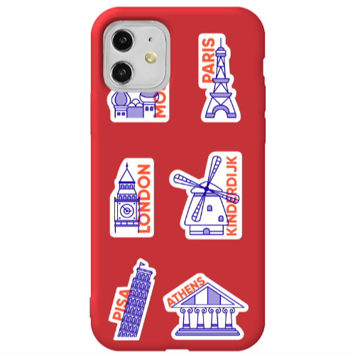 Apple iPhone 11  Pisa Athens Red Colored Silicone TPU Θήκη