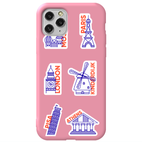 Apple iPhone 11 Pro Pisa Athens Pink Colored Silicone TPU Θήκη