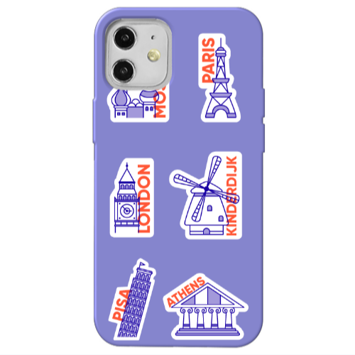 Apple iPhone 12 Pisa Athens Purple Colored Silicone TPU Θήκη