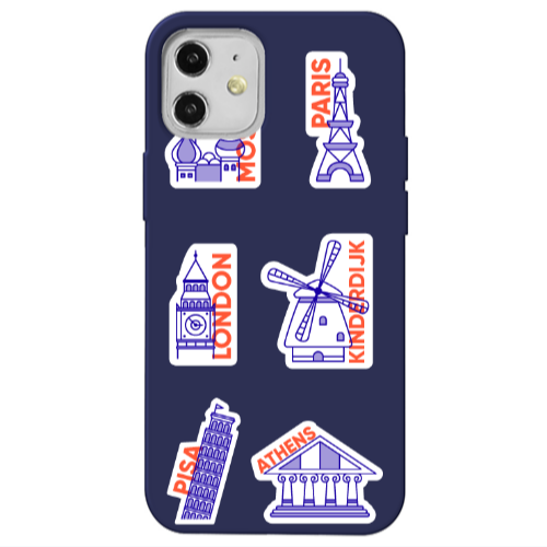 Apple iPhone 12 Pisa Athens Dark blue Colored Silicone TPU Θήκη