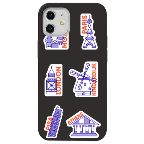 Apple iPhone 12 Pisa Athens Black Colored Silicone TPU Θήκη