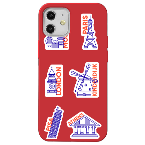 Apple iPhone 12 Pisa Athens Red Colored Silicone TPU Θήκη