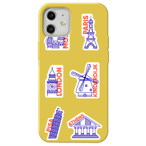 Apple iPhone 12 Pisa Athens Yellow Colored Silicone TPU Θήκη