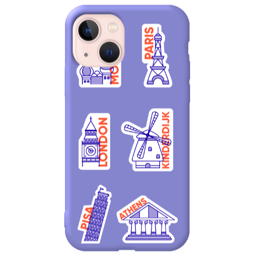 Apple iPhone 13 Pisa Athens Purple Colored Silicone TPU Θήκη