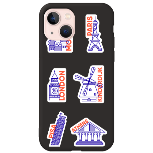 Apple iPhone 13 Pisa Athens Black Colored Silicone TPU Θήκη