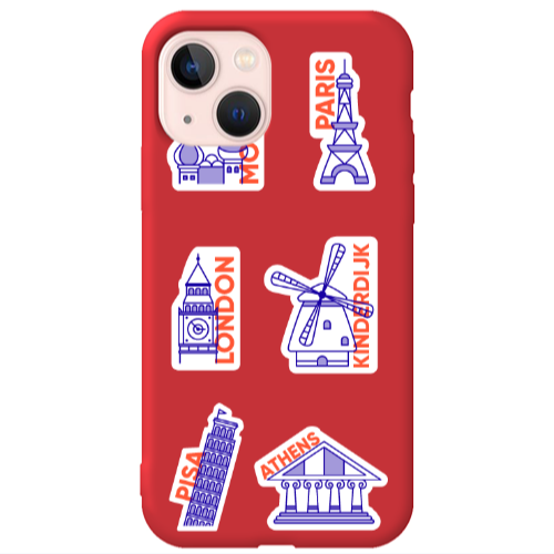 Apple iPhone 13 Pisa Athens Red Colored Silicone TPU Θήκη