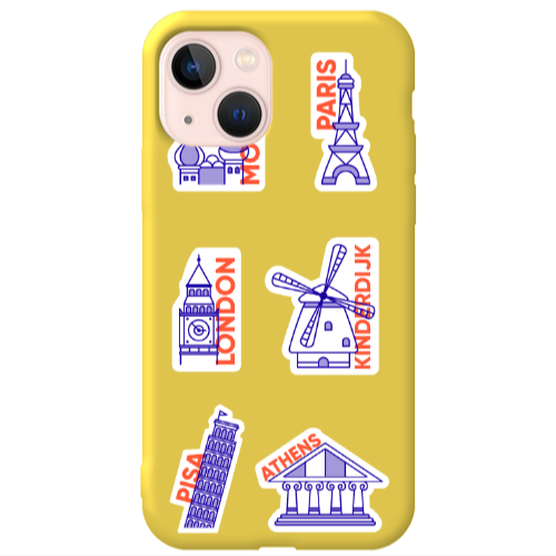 Apple iPhone 13 Pisa Athens Yellow Colored Silicone TPU Θήκη