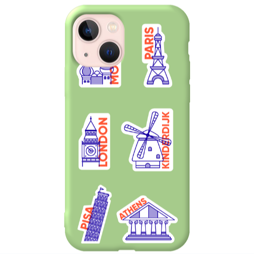 Apple iPhone 13 Pisa Athens Light Green Colored Silicone TPU Θήκη
