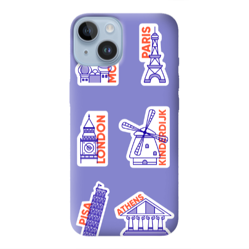 Apple iPhone 14  Pisa Athens Purple Colored Silicone TPU Θήκη