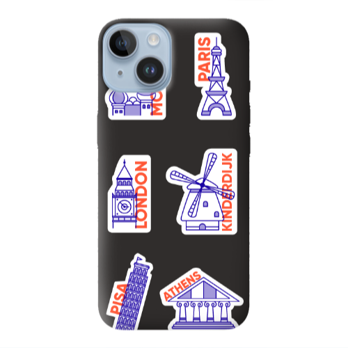Apple iPhone 14  Pisa Athens Black Colored Silicone TPU Θήκη