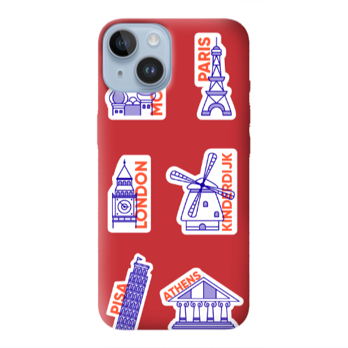 Apple iPhone 14 Plus Pisa Athens Red Colored Silicone TPU Θήκη