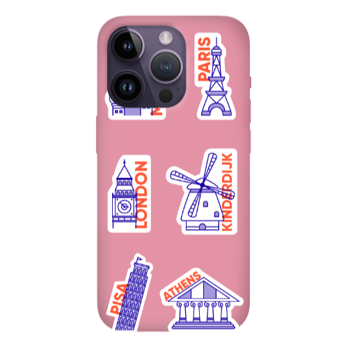 Apple iPhone 14 Pro  Pisa Athens Pink Colored Silicone TPU Θήκη