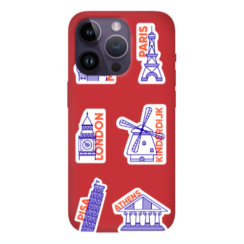 Apple iPhone 14 Pro  Pisa Athens Red Colored Silicone TPU Θήκη