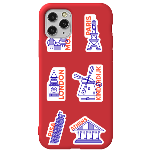 Apple iPhone 11 Pro Max Pisa Athens Red Colored Silicone TPU Θήκη